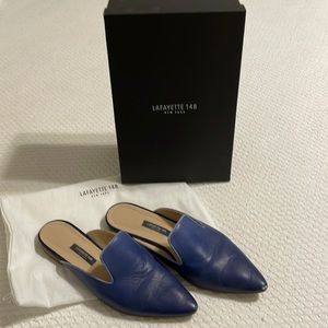 Lafayette 148 New York Ombre Vento Slides in Blue Jay Multi. Size 6.5